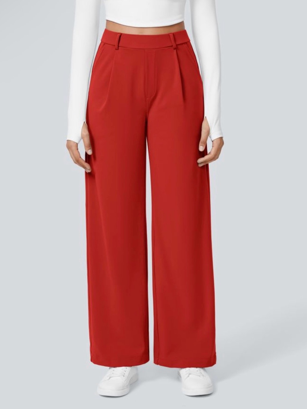 HALARA Wide-Leg High-Waist Pants in Red
